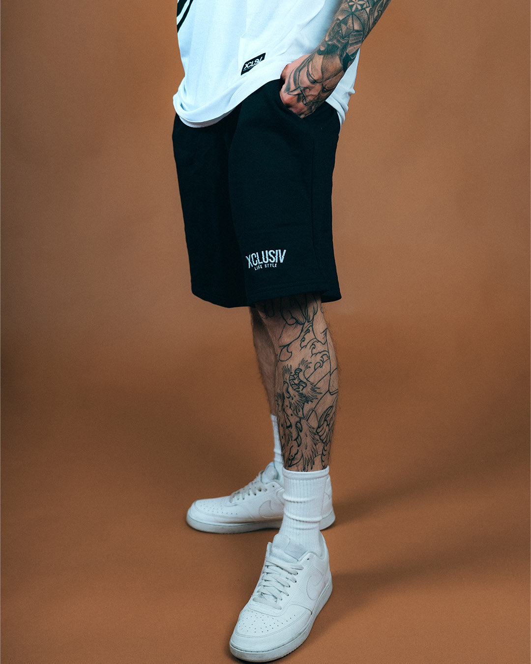 XCLUSIV FRENCH TERRY BLACK SHORT | Streetwear Clothing – Xclusiv