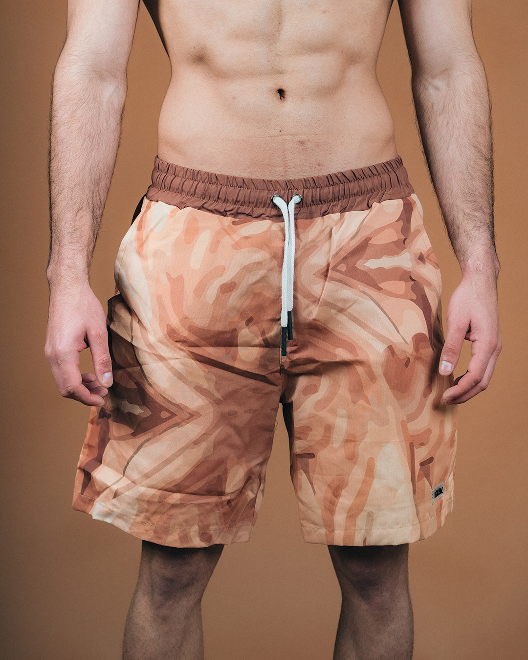 Swim Shorts - Brown fabric shorts